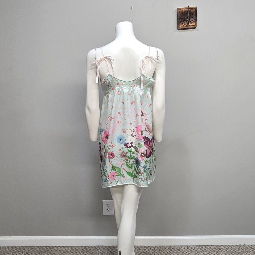 intimissimi Mint Floral Mini Dress with Pink and Purple Accents - Picture 3 of 8